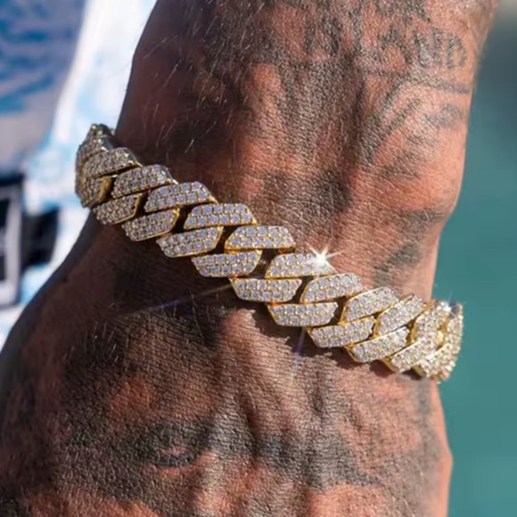 Gold Cuban Link Tennis Bracelet - Pave CZ Gold Plated